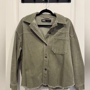 Zara Sage Green Corduroy Shirt